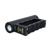 Double Down 23 million volt stun gun showing 4-inch stun contact area spikes and knuckle guard