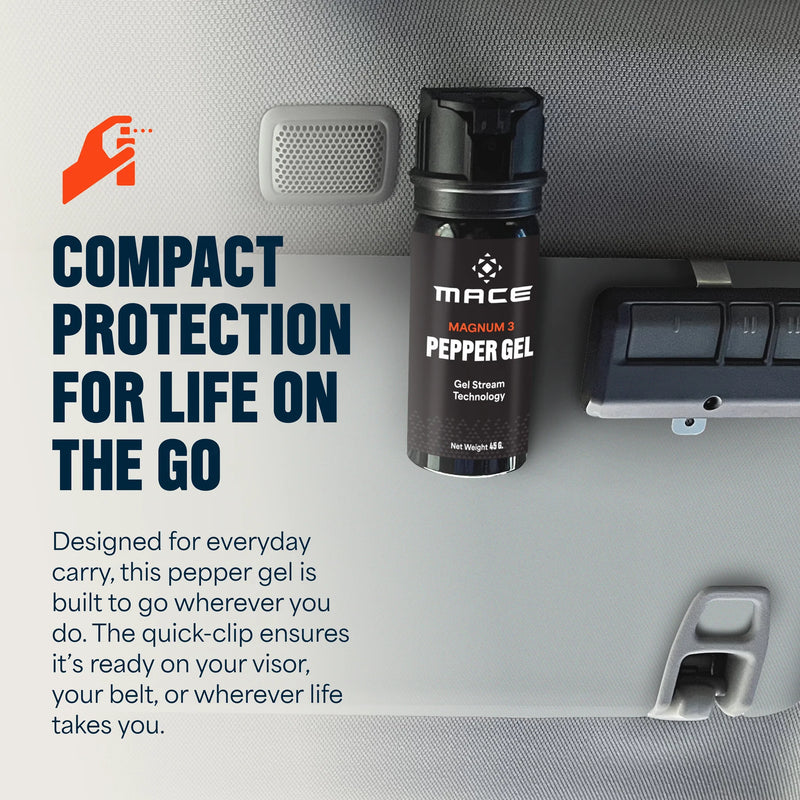 Mace Gel Clipped to Visor