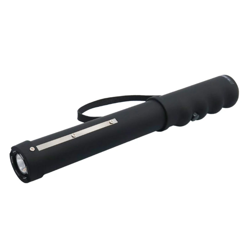 Mini Lightning Rod stun baton showing 10-inch body with Grab Guard strips along shaft