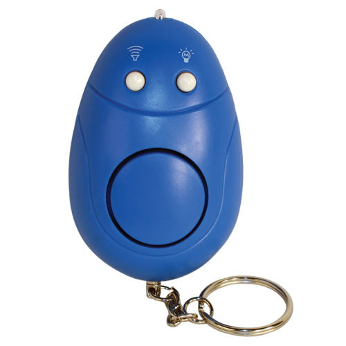 130dB keychain personal alarm showing dual activation buttons and speaker grille
