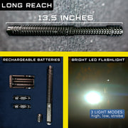 Police Force stun baton with 150-lumen tactical LED beam activated