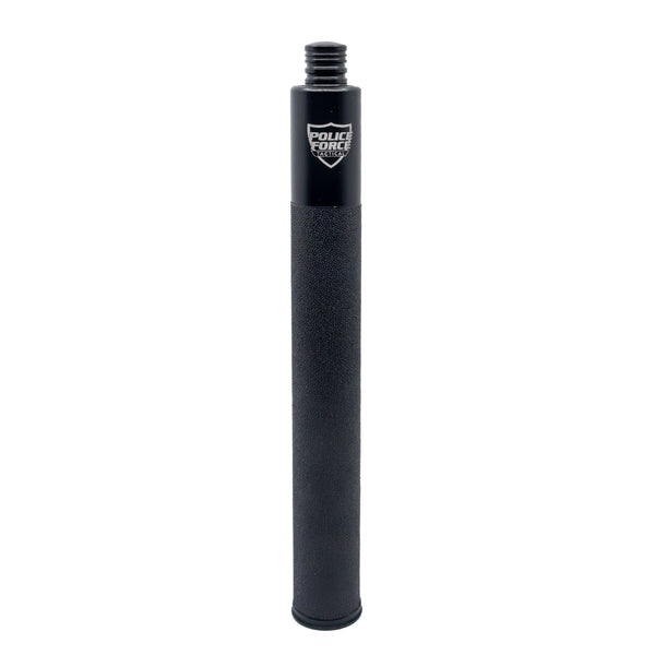 Closed Police Force Tail Press EZ Close baton showing tail switch and rubber grip