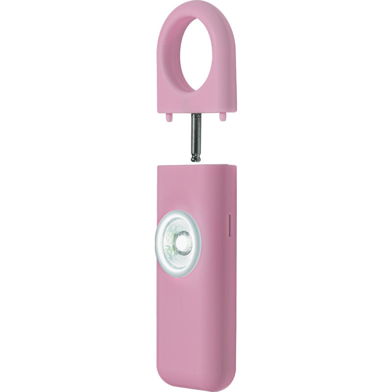 Pink Ring Pull Strobe Alarm with pin, showing pull-pin activation