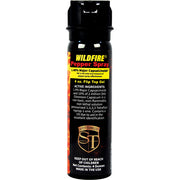 Wildfire 4oz sticky pepper gel canister showing flip-top actuator and stream delivery for home defense