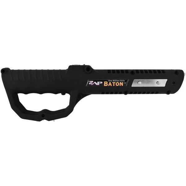ZAP Baton stun gun side view showing shock plates along barrel