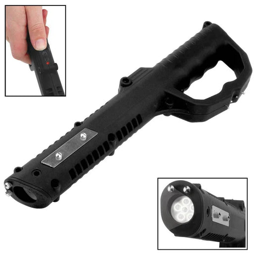ZAP Baton stun gun pistol grip showing four contact points tip shock plates and handle guard