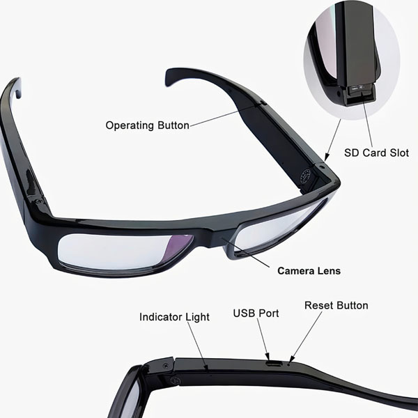 HD Glasses Hidden Camera Discreet 1080P Spy Glasses with Built in DVR