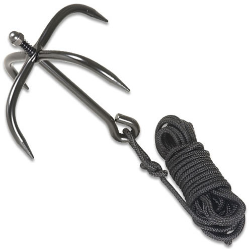 Black Tactical Steel NINJA Folding Grappling Climbing Hook Nylon Rope Gear 