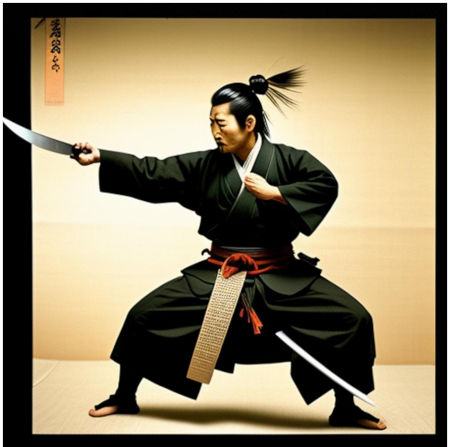 Japanese Samurai Throwing a Knife