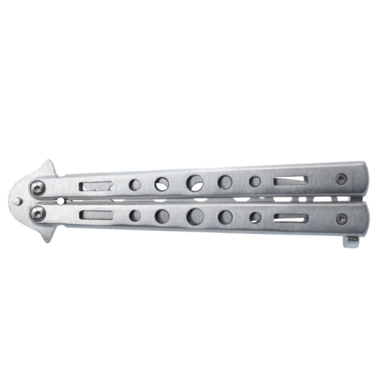 Closed Silver Practice Butterfly Knife